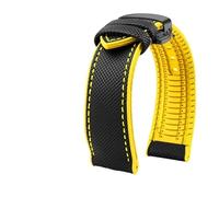MBUIOPJ 20 mm 22 mm 23 mm 24 mm wasserdichtes Nylon-Gummi-Uhrenarmband, kompatibel mit Breitling Citizen Tissot IWC Omega-Armband, gelbes Silikon-Armband(Black yellow-B,22mm)