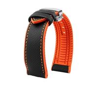 MBUIOPJ 20 mm 22 mm 23 mm 24 mm wasserdichtes Nylon-Gummi-Uhrenarmband, kompatibel mit Breitling Citizen Tissot IWC Omega-Armband, gelbes Silikon-Armband(Black orange-S,21mm)