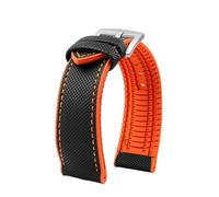 MBUIOPJ 20 mm 22 mm 23 mm 24 mm wasserdichtes Nylon-Gummi-Uhrenarmband, kompatibel mit Breitling Citizen Tissot IWC Omega-Armband, gelbes Silikon-Armband(Black orange-S pin,23mm)