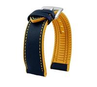 MBUIOPJ 20 mm 22 mm 23 mm 24 mm wasserdichtes Nylon-Gummi-Uhrenarmband, kompatibel mit Breitling Citizen Tissot IWC Omega-Armband, gelbes Silikon-Armband(Blue yellow S-pin,22mm)