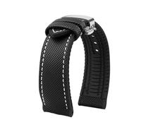 MBUIOPJ 20 mm 22 mm 23 mm 24 mm wasserdichtes Nylon-Gummi-Uhrenarmband, kompatibel mit Breitling Citizen Tissot IWC Omega-Armband, gelbes Silikon-Armband(Black white-S,21mm)