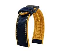 MBUIOPJ 20 mm 22 mm 23 mm 24 mm wasserdichtes Nylon-Gummi-Uhrenarmband, kompatibel mit Breitling Citizen Tissot IWC Omega-Armband, gelbes Silikon-Armband(Blue yellow B-pin,22mm)