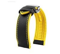MBUIOPJ 20 mm 22 mm 23 mm 24 mm wasserdichtes Nylon-Gummi-Uhrenarmband, kompatibel mit Breitling Citizen Tissot IWC Omega-Armband, gelbes Silikon-Armband(Black yellow-S,22mm)