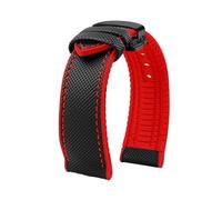 MBUIOPJ 20 mm 22 mm 23 mm 24 mm wasserdichtes Nylon-Gummi-Uhrenarmband, kompatibel mit Breitling Citizen Tissot IWC Omega-Armband, gelbes Silikon-Armband(Black red-B,24mm)
