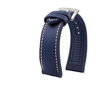 MBUIOPJ 20 mm 22 mm 23 mm 24 mm wasserdichtes Nylon-Gummi-Uhrenarmband, kompatibel mit Breitling Citizen Tissot IWC Omega-Armband, gelbes Silikon-Armband(Blue white-S pin,22mm)