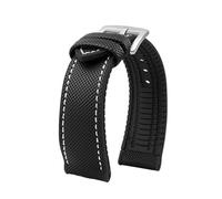 MBUIOPJ 20 mm 22 mm 23 mm 24 mm wasserdichtes Nylon-Gummi-Uhrenarmband, kompatibel mit Breitling Citizen Tissot IWC Omega-Armband, gelbes Silikon-Armband(Black white-S pin,23mm)