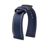 MBUIOPJ 20 mm 22 mm 23 mm 24 mm wasserdichtes Nylon-Gummi-Uhrenarmband, kompatibel mit Breitling Citizen Tissot IWC Omega-Armband, gelbes Silikon-Armband(Blue white-B pin,22mm)