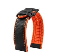 MBUIOPJ 20 mm 22 mm 23 mm 24 mm wasserdichtes Nylon-Gummi-Uhrenarmband, kompatibel mit Breitling Citizen Tissot IWC Omega-Armband, gelbes Silikon-Armband(Black orange-B pin,24mm)