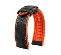 MBUIOPJ 20 mm 22 mm 23 mm 24 mm wasserdichtes Nylon-Gummi-Uhrenarmband, kompatibel mit Breitling Citizen Tissot IWC Omega-Armband, gelbes Silikon-Armband(Black orange-B,24mm)