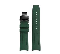 MBUIOPJ Gummi-Uhrenarmband, 20 mm, 22 mm, gebogenes Ende, Uhrenarmband, kompatibel mit Longines Pioneer L3.812/820 Pilotenuhren, wasserdichtes Herren-Silikonarmband(Green Black,20mm)