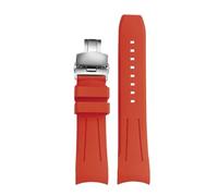 MBUIOPJ Gummi-Uhrenarmband, 20 mm, 22 mm, gebogenes Ende, Uhrenarmband, kompatibel mit Longines Pioneer L3.812/820 Pilotenuhren, wasserdichtes Herren-Silikonarmband(Red Silver,22mm)