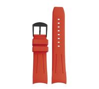 MBUIOPJ Gummi-Uhrenarmband, 20 mm, 22 mm, gebogenes Ende, Uhrenarmband, kompatibel mit Longines Pioneer L3.812/820 Pilotenuhren, wasserdichtes Herren-Silikonarmband(Red bk,22mm)