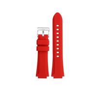 MBUIOPJ Silikon-Armband aus Gummi, kompatibel mit Oris Aquis 7330 7740, gestreiftes Uhrenarmband, konvexes Armband, Schwarz/Blau, 24 x 11 mm, 24 x 12 mm(Red silver pin,24-11mm)