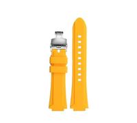 MBUIOPJ Silikon-Armband aus Gummi, kompatibel mit Oris Aquis 7330 7740, gestreiftes Uhrenarmband, konvexes Armband, Schwarz/Blau, 24 x 11 mm, 24 x 12 mm(Yellow silver,24-11mm)