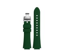 MBUIOPJ Silikon-Armband aus Gummi, kompatibel mit Oris Aquis 7330 7740, gestreiftes Uhrenarmband, konvexes Armband, Schwarz/Blau, 24 x 11 mm, 24 x 12 mm(Green silver,24-12mm)