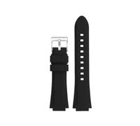 MBUIOPJ Silikon-Armband aus Gummi, kompatibel mit Oris Aquis 7330 7740, gestreiftes Uhrenarmband, konvexes Armband, Schwarz/Blau, 24 x 11 mm, 24 x 12 mm(Black silver pin,24-11mm)