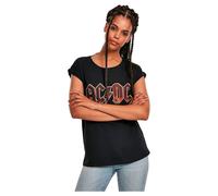 Merchcode Damen-T-Shirt AC/DC Voltage Logo - 100% Baumwolle, bedruckt, Rundhals, Schwarz, Gr. S