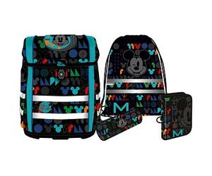 Mc®Neill Schulranzen-Set PERFECTO MICKEY MOUSE Kunstfaser schwarz/bunt bedruckt St.