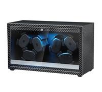 Mcbazel Automatischer Uhrenbeweger für 6 Uhren mit LED-Licht, Ultra-Leiser Motor 4 Rotationsmodi Watch Winder USB DC Betrieben, Geeignet für Uhren bis 45 mm - Carbonfaser-Muster