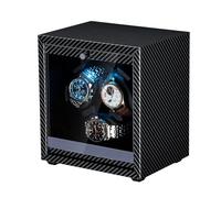 Mcbazel Automatischer Uhrenwinder mit LED-Licht, Watch Winder Leiser Motor Eleganter Uhrenwinder für 3 Uhren bis 45 mm, 4 Rotationsmodi, USB DC Betrieben - Carbonfaser-Muster
