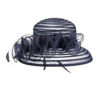 McBURN Amarna Anlasshut Federn Damen - Streifenmuster gestreift Glockenhut Winter Herbst Frühjahr Sommer Frühling-Sommer Herbst-Winter - One Size blau