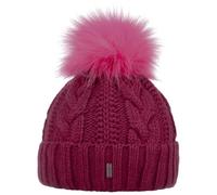 McBURN Cable Knit Umschlagmütze Bommelmütze Mütze Pudelmütze Strickmütze Damen - Made in Italy Wintermütze Wollmütze mit Umschlag, Futter, Futter Winter Herbst-Winter - One Size Fuchsia