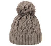 McBURN Giant Bommelmütze Damen - Made in Italy Wintermütze Bommelmützen Strickmütze mit Umschlag, Futter, Futter Winter Herbst-Winter - One Size Camel