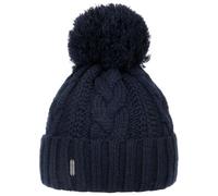 McBURN Giant Bommelmütze Damen - Made in Italy Wintermütze Bommelmützen Strickmütze mit Umschlag, Futter, Futter Winter Herbst-Winter - One Size dunkelblau