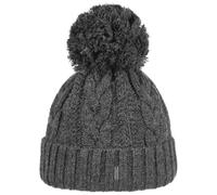 McBURN Giant Bommelmütze Damen - Made in Italy Wintermütze Bommelmützen Strickmütze mit Umschlag, Futter, Futter Winter Herbst-Winter - One Size anthrazit