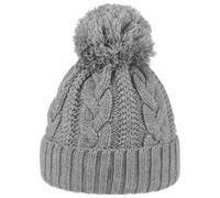 McBURN Giant Bommelmütze Damen - Made in Italy Wintermütze Bommelmützen Strickmütze mit Umschlag, Futter, Futter Winter Herbst-Winter - One Size grau