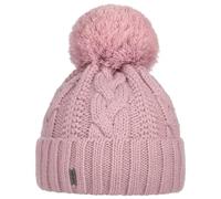 McBURN Giant Bommelmütze Damen - Made in Italy Wintermütze Bommelmützen Strickmütze mit Umschlag, Futter, Futter Herbst-Winter - One Size Altrosa