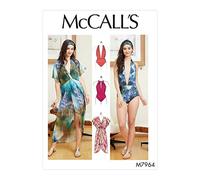 McCall Pattern Company McCall's Damen Einteiler Badeanzug und Cover Up Schnittmuster Größen 36-50, verschiedene Weiß
