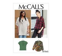 McCall Pattern McCall's M7840RR Women's Loose Fitting Shirt Sewing Patterns, Plus Sizes 18W-24W. Schnittmuster, 18 W-20 W-22 W-24 W, Einheitsgröße