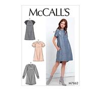 McCall's M7862A5 Damen-Kleid, kurz-und langärmelig, Größen 34-42 Schnittmuster, Papier, einfarbig, 6-8-10-12-14