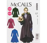 McCall's Patterns M6800 A5 6 - 8 - 10 - 12 - 14 Misses' - Miss Petite Lined Coats, Belt and Detachable Collar and Hood, Pack of 1, White