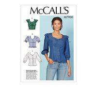 McCall's Patterns McCall's Damen-Bluse, kurz, 3/4, Ellenbogenlänge Ärmel, Nähen, Größen 14-22 Muster