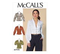 McCall's Patterns McCall's M7978A5 Women's V-Neck Blouse Sewing Patterns, Sizes 6-14 Schnittmuster, Papier, weiß, various