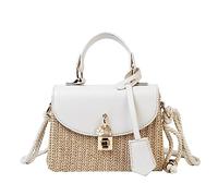 MCHDMI SYT-MD Strohtaschen Damen Schultertasche Sommer Mode Rattan Handtasche Messenger Strand Tasche Korbgeflecht Kupplung Kleine Quadratische Tasche Strohtasche (Color : White)