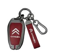 MCHHYL Auto Leder Schlüsselanhänger Tasche für Citroen C3 Aircross 2017-2019 2020 2021 2022 2023 2024, Schutz Schlüsseltasche Wasserdicht mit Metallhaken,Red-A