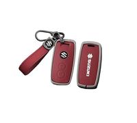 MCHHYL Auto Leder Schlüsselanhänger Tasche für Suzuki Swift/Sport AZ/Hybrid 2017-2024 2025, Schutz Schlüsseltasche Wasserdicht mit Metallhaken,Red-Bracelet Style