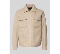 MCNEAL Regular Fit Hemdjacke mit Kentkragen in Sand Melange, Größe XXL