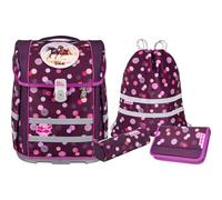 McNeill Ruby Perfecto SchulranzenSet 5-teilig - Ergonomischer Schulranzen mit gefülltem Federmäppchen, Sportbeutel, Schlüsselanhänger & mehr - Reflektierend, mit Brustgurt, für Grundschule