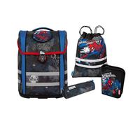 McNeill Spiderman Perfecto SchulranzenSet 5-teilig - Ergonomischer Schulranzen mit gefülltem Federmäppchen, Sportbeutel und mehr im Marvel Design - Reflektierend, mit Brust- & Beckengurt, Grundschule