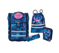 McNeill Stitch Perfecto SchulranzenSet 5-teilig - Ergonomischer Schulranzen mit gefülltem Federmäppchen, Sportbeutel & mehr im Disney Stitch Design - Reflektierend, mit Brust-& Beckengurt, Grundschule