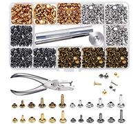 McNory 480 Sets 3 Größen Leder Nieten Doppelkappe Rivet Tubular Metall Ohrstecker mit 4 Werkzeuge Zange/Setzer für DIY Lederhandwerk kleidung (Silber,Bronze,Gold,Schwarz)