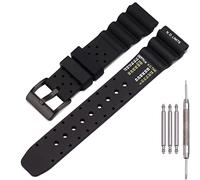 MCXGL 20mm weiches Silikonband kompatibel mit Citizen Hyper Aqualand Duplex Promaster Herren Taucheruhr Band wasserdicht Strap Uhren Zubehör (Black buckle 20mm)