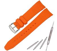 MCXGL 23mm Silikon Ersatzband kompatibel mit Citizen Men's Eco-Drive Weekender Armband AW1150-07E AW1158-05L Blauer Gummi gebogenes Ende Taucher Armband (Orangeband Steelbuckle)