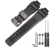 MCXGL Harz Armband Kompatibel mit Casio GA-1000 GW-A1000 GW-A1100 G-1400 Herren Sport Wasserdichte Gummi Uhrenarmband Edelstahl Schleife Ersatz Armband (Black buckle)