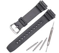 MCXGL Wasserdichtes Harz-Armband, kompatibel mit Casio AE-1100 F108WH AE1500WH AE1200WH, Unisex-Ersatzarmband, Gummi-Armband (Schwarze silberfarbene Schnalle)