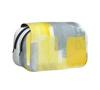 MDATT Federmäppchen für Erwachsene, Motiv: abstrakte Kunstmalerei, Grau und Gelb, langlebige Stifte-Tragetasche, Schwarz , Einheitsgröße, Taschen-Organizer